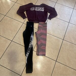 Victoria Secret 3 Piece Bundle 2 Leggings And One Sweatshirt Size XS